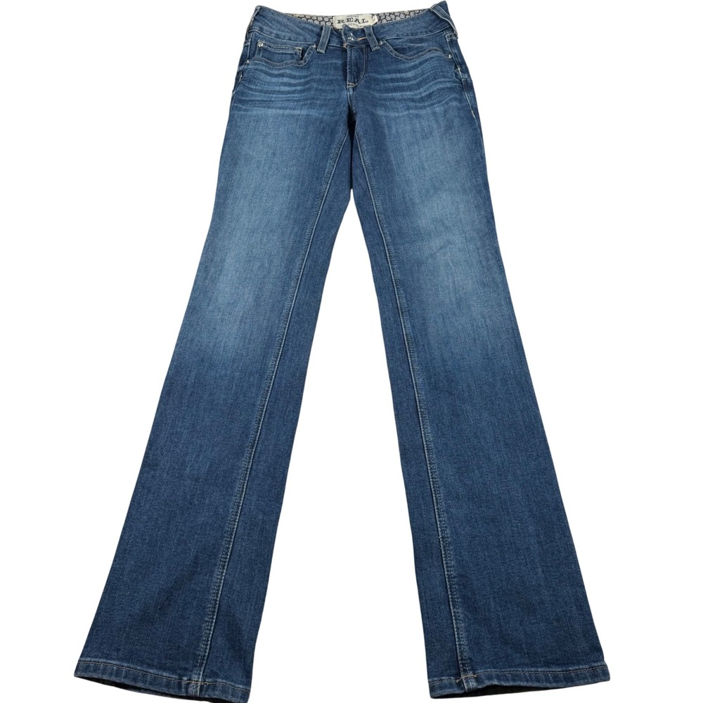 Ariat Real Mackenzie Straight Leg Jeans Women 26R‎ (FITS 27x33) Blue Denim READ